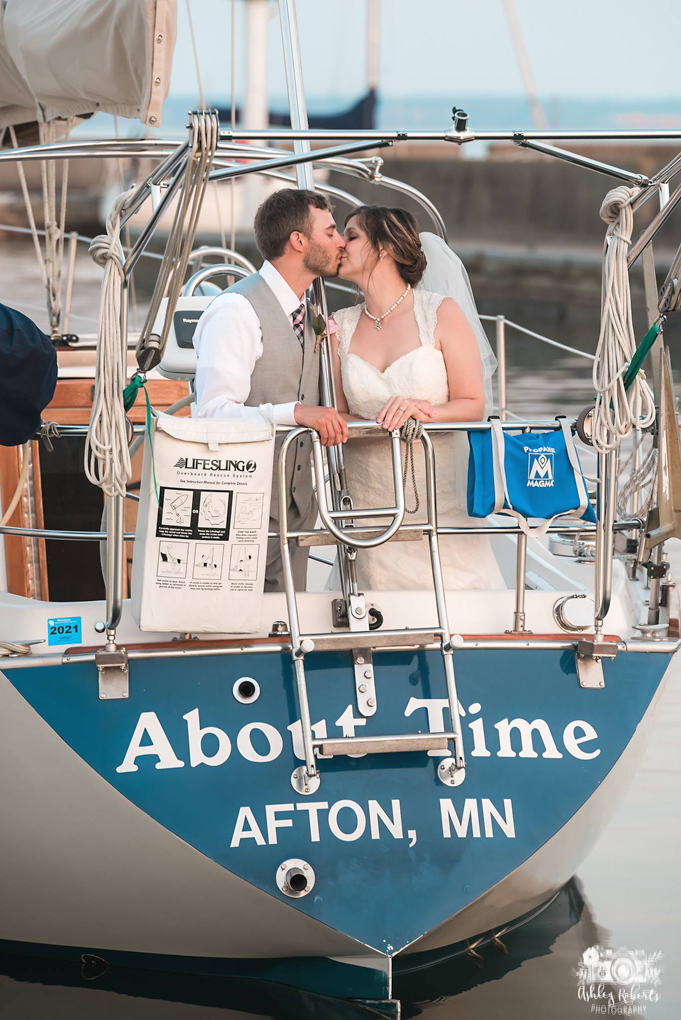 Bride and Groom kissing at Harbor View Event Center